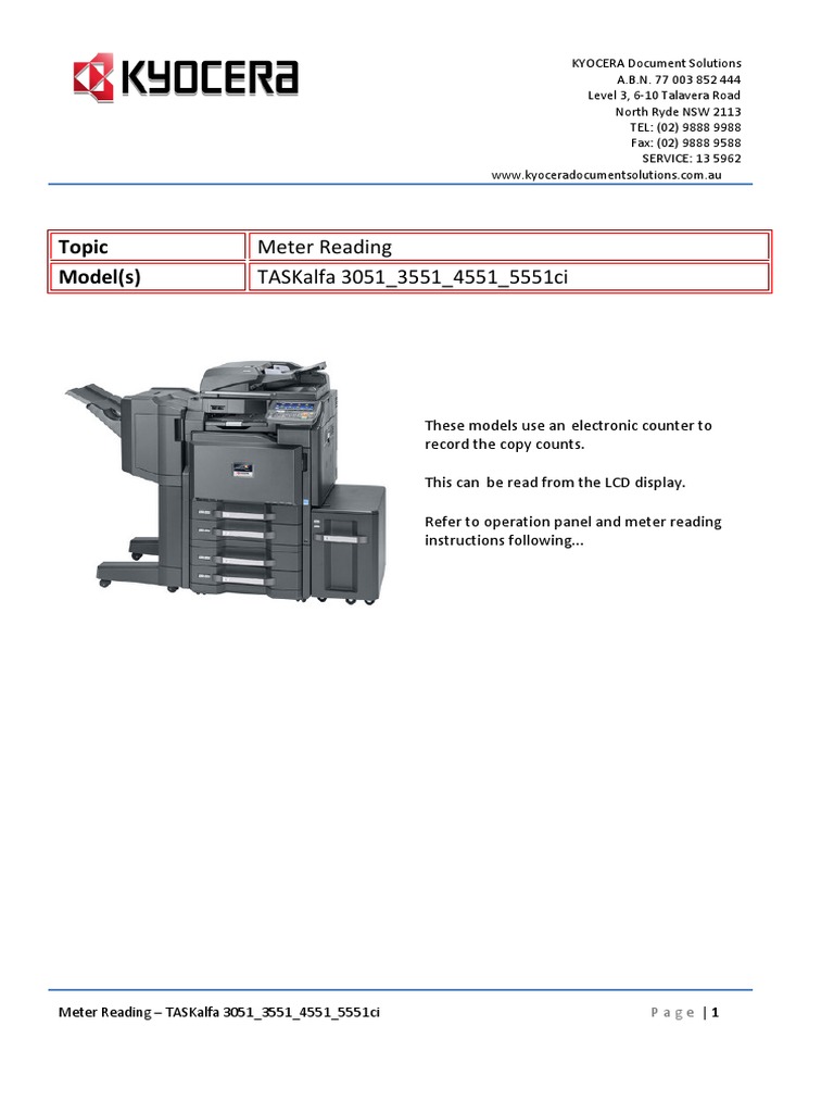 Kyocera TASKalfa 3051 3551 4551 5551ci Meter Reading Instructions