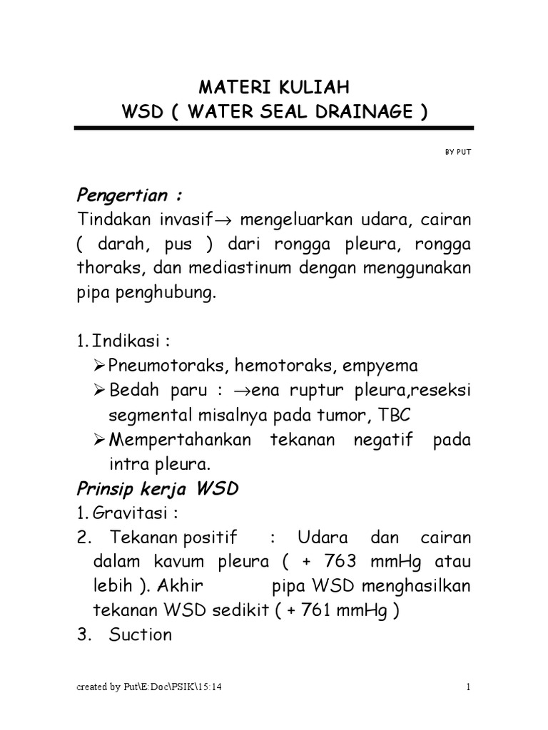 Water Seal Drainage (WSD) PDF
