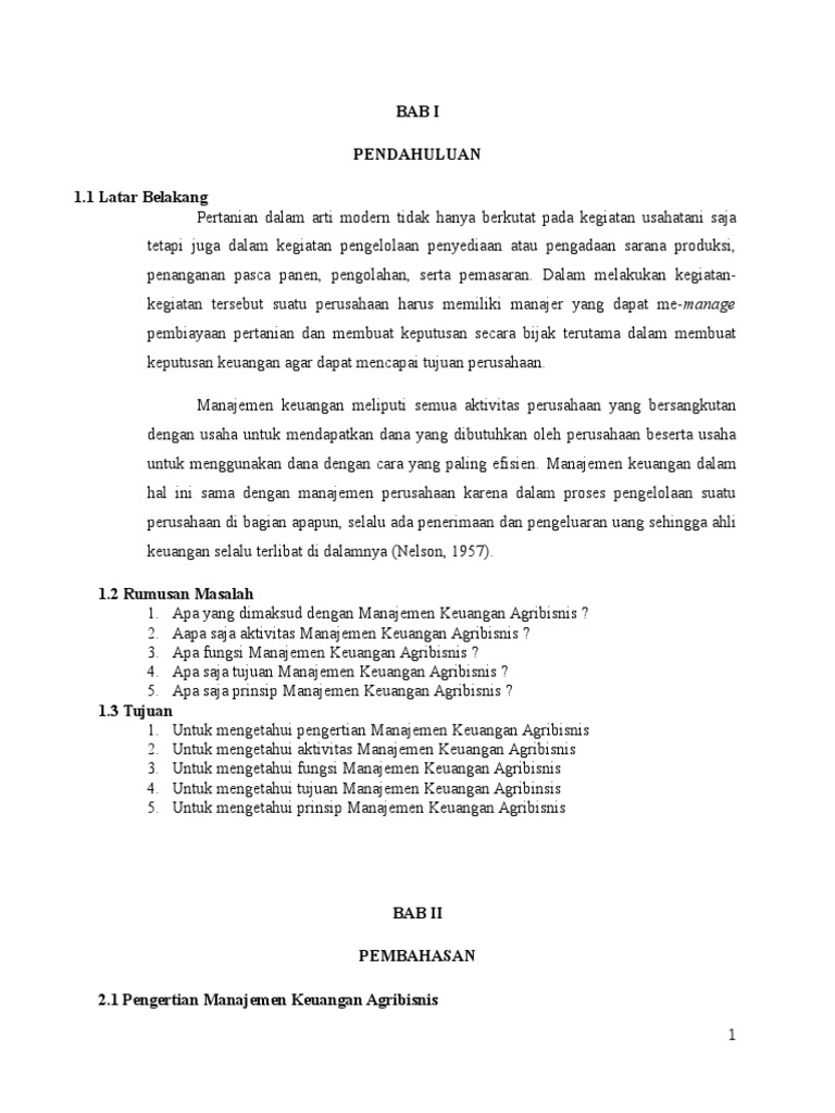 Manajemen Keuangan Agribisnis