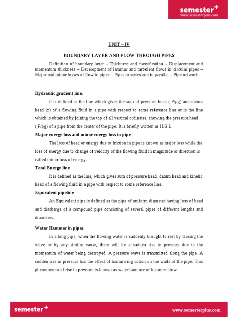 Boundary Layer and Pipe Flow Dynamics | PDF | Boundary Layer | Fluid ...