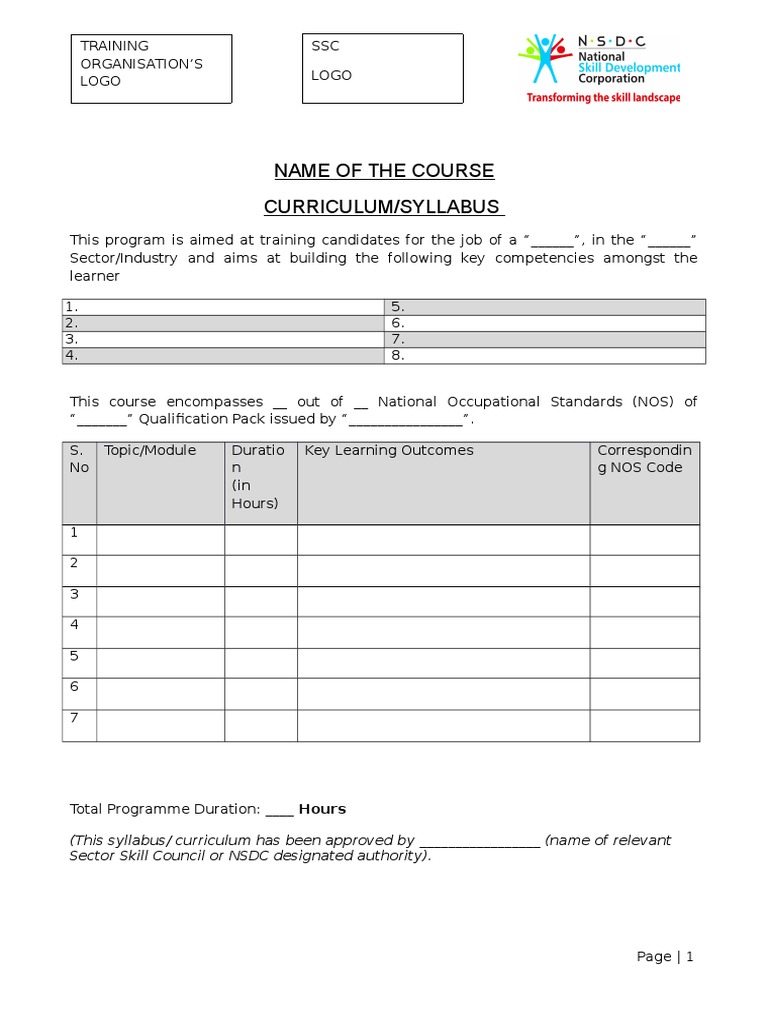 Name of The Course Curriculum/Syllabus PDF