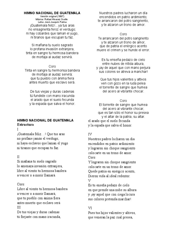 Cuál Es La Letra Del Himno Nacional De Guatemala? – ULIKPN