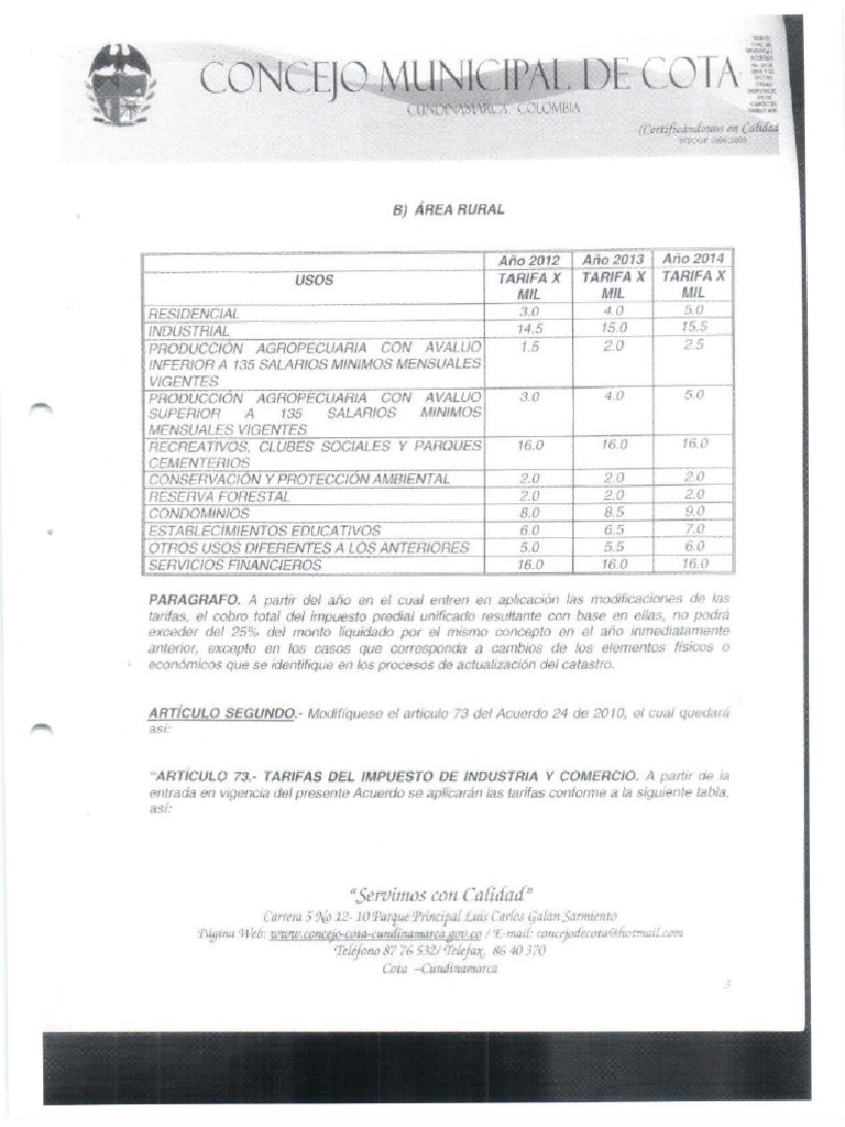 Tarifas ICA Mpio Cota PDF