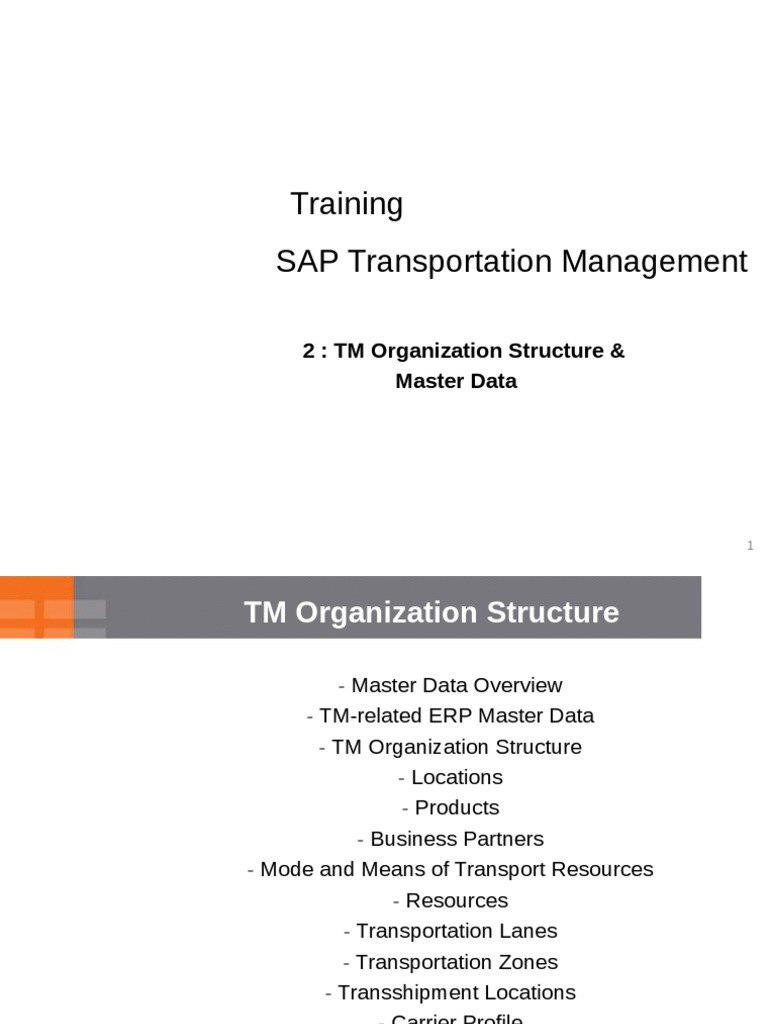 SAP TM Master Data and Organization Guide | PDF | Cargo | Transport