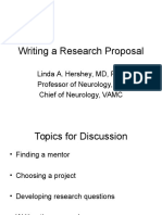 Writing A Research Proposal: Linda A. Hershey, MD, PHD Professor of Neurology, Ub Chief of Neurology, Vamc