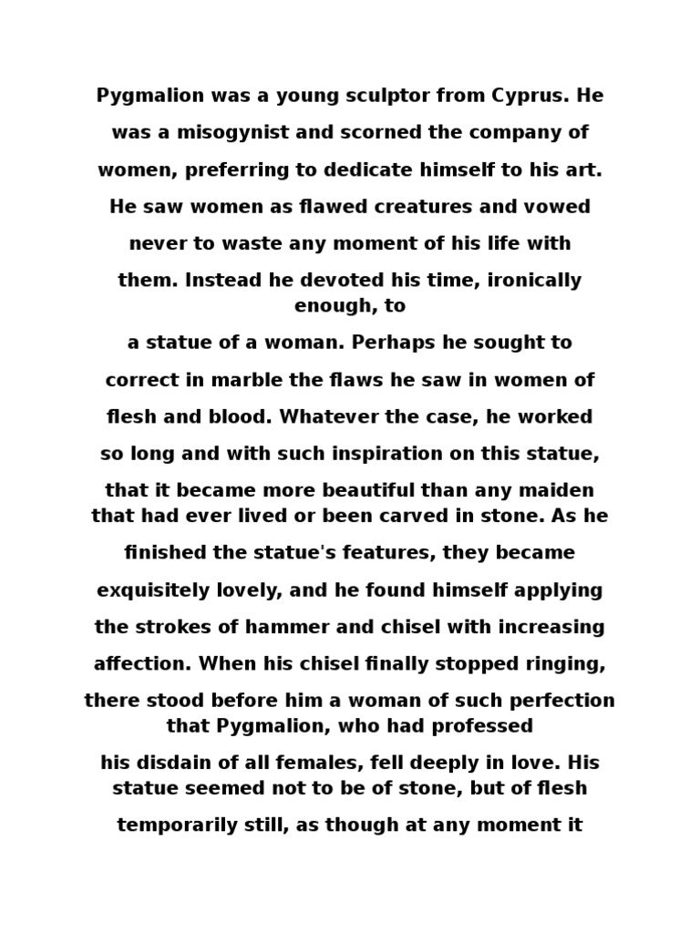 Pygmalion's Love for Galatea | PDF
