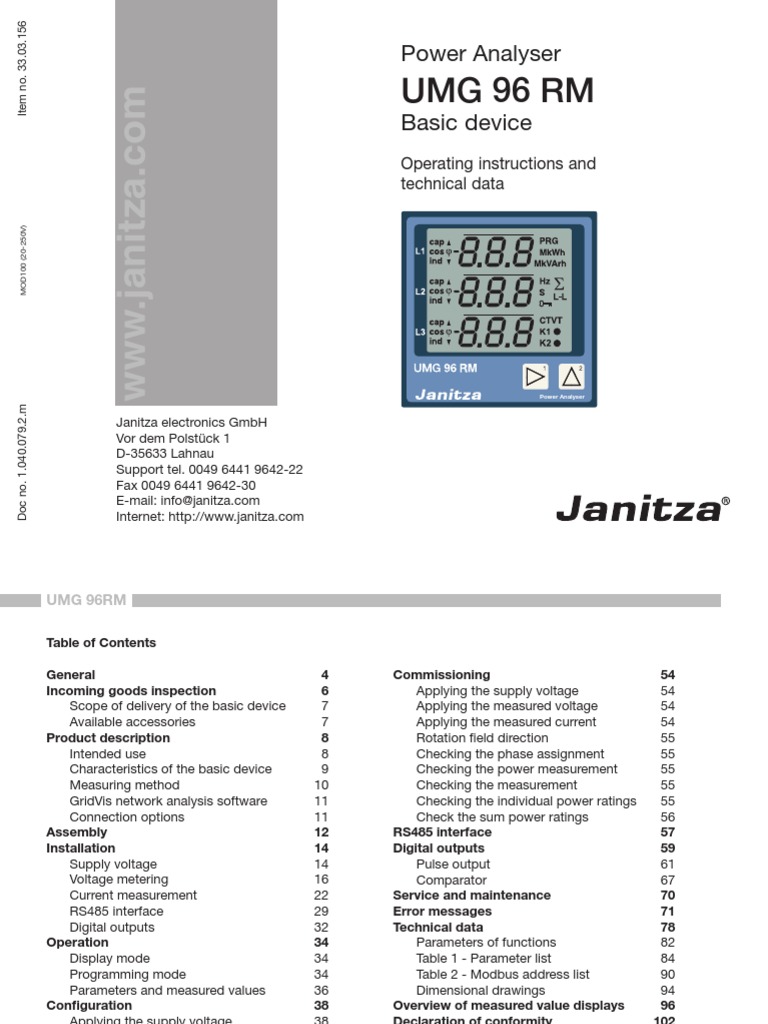 Janitza Manual UMG96RM 20 250V en (1)