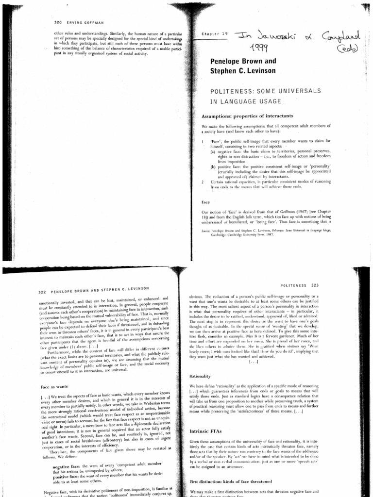 Brown Levinson Face Approach PDF