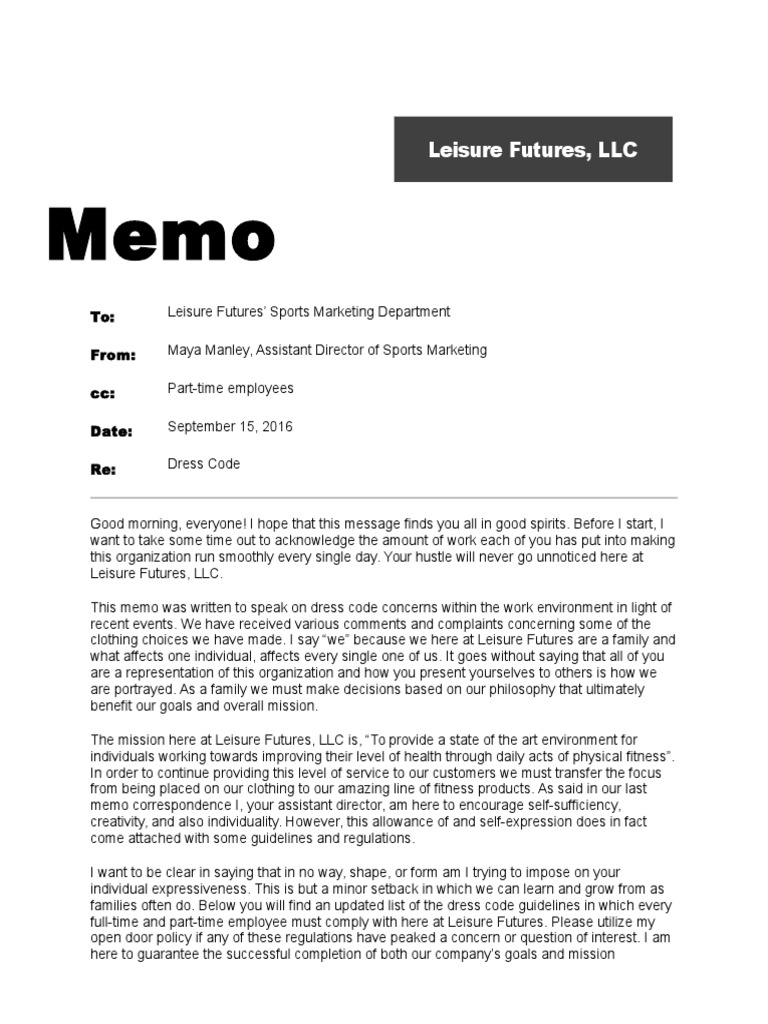 sample memorandum on business casual dress policy Dress code memo example: Fill out & sign online