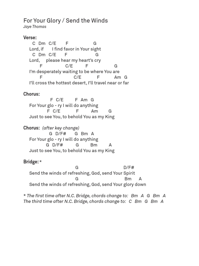 For Your Glory Lyrics & Chords | PDF