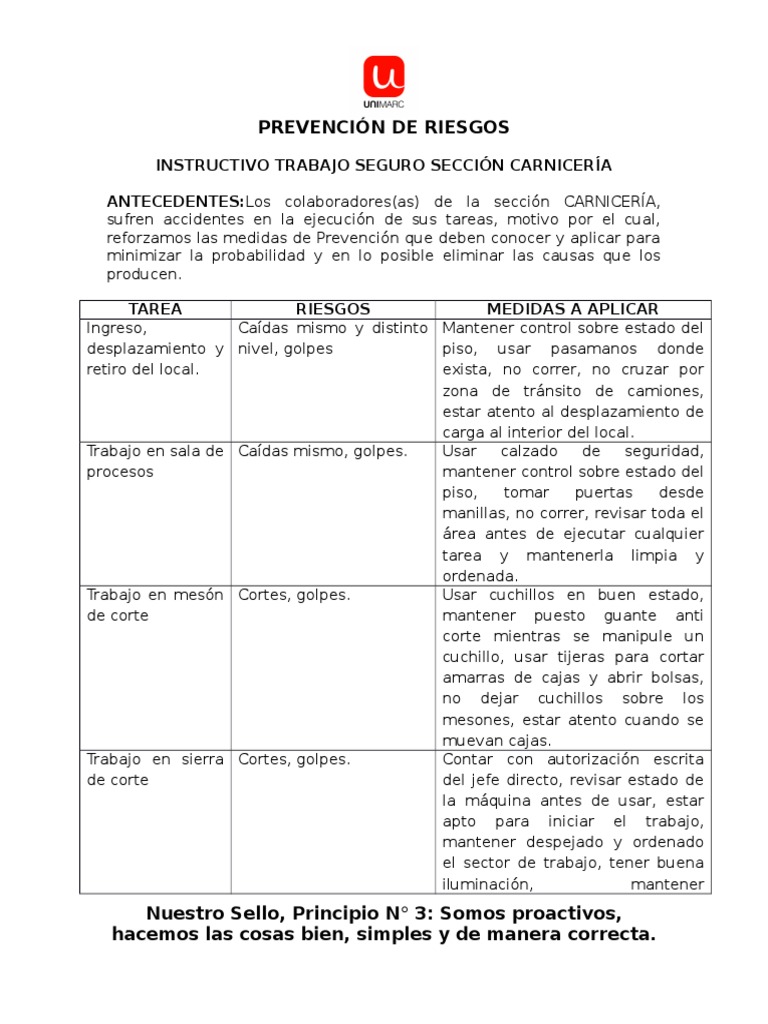 Instructivo de Seguridad en Carnicería | PDF | Primeros auxilios ...