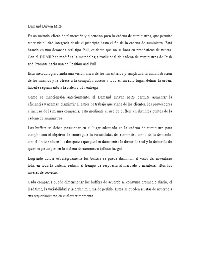 Eficiencia con Demand Driven MRP | PDF