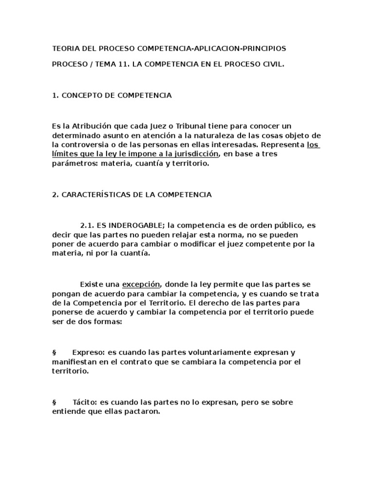 Teoria Del Proceso Competencia Derecho Procesal Civil | PDF | Ley ...