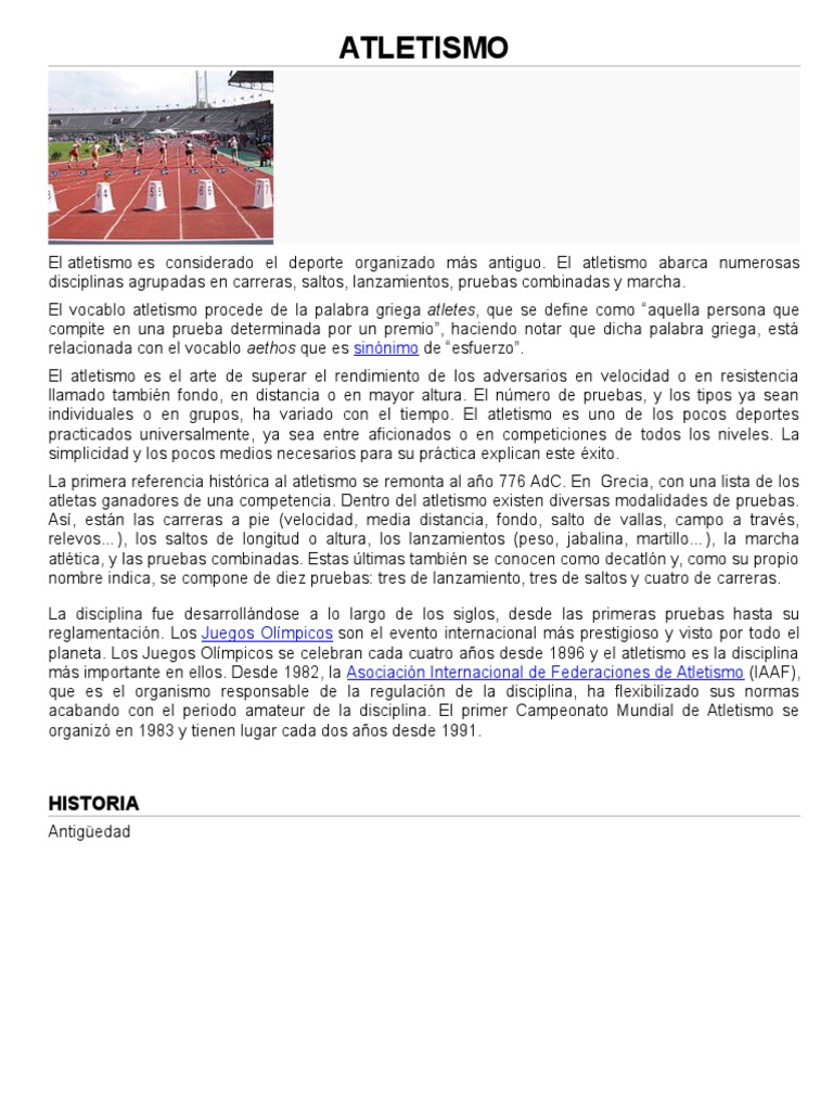 ATLETISMO | PDF | Deporte del atletismo | Deportes olímpicos de verano