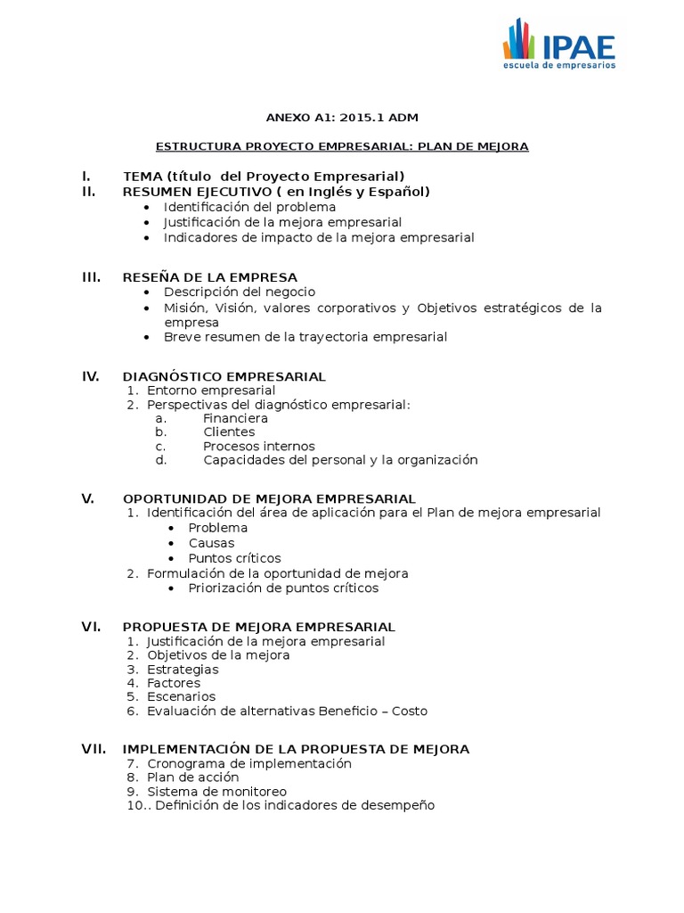 Estructura de un Plan de Mejora Empresarial | PDF | Marketing | Presupuesto