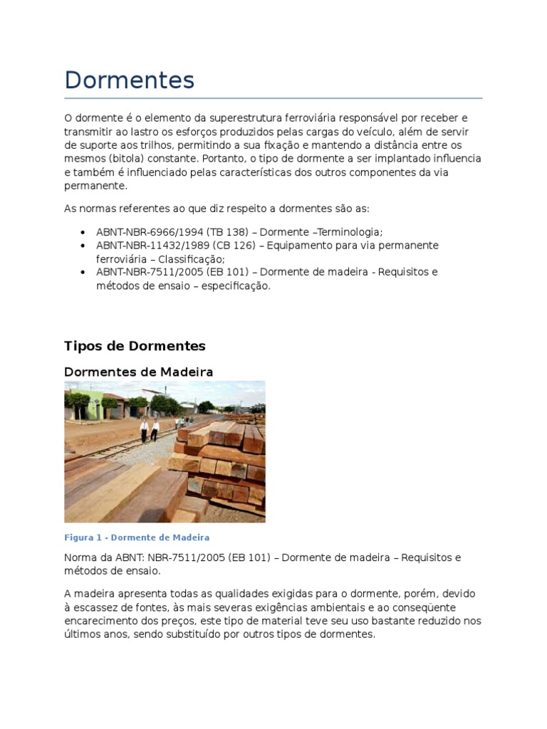 Dormentes e Fixacao | PDF | Madeira | Transporte ferroviário