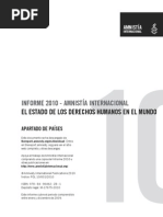 Informe Amnistía Internacional. Estado de los Derechos Humanos en el Mundo. 2010