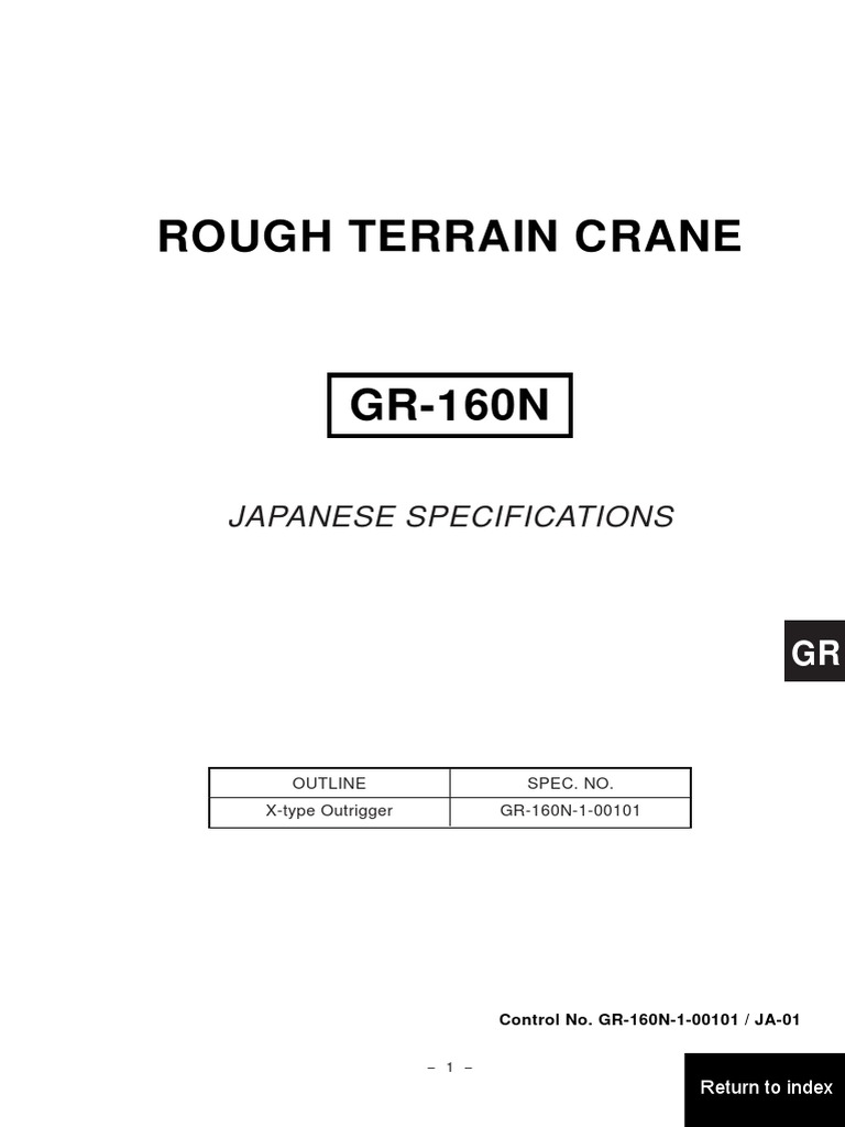 GR-160N Rough Terrain Crane Specs | PDF | Automatic Transmission