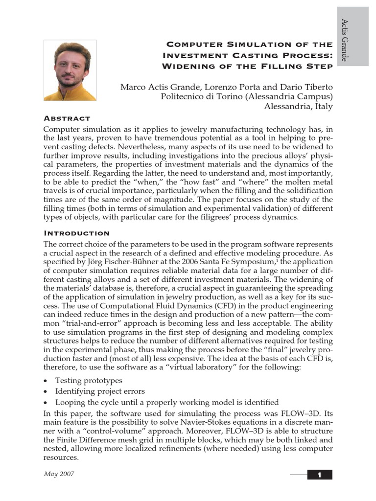 Computer Simulation of The Investment Casting Process Widening of The ...