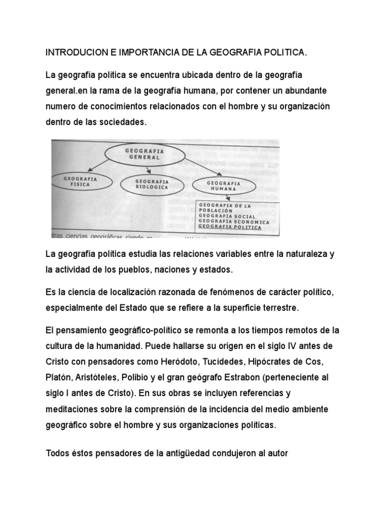 Introducion e Importancia de La Geografia Politica. Geografía Sociedad