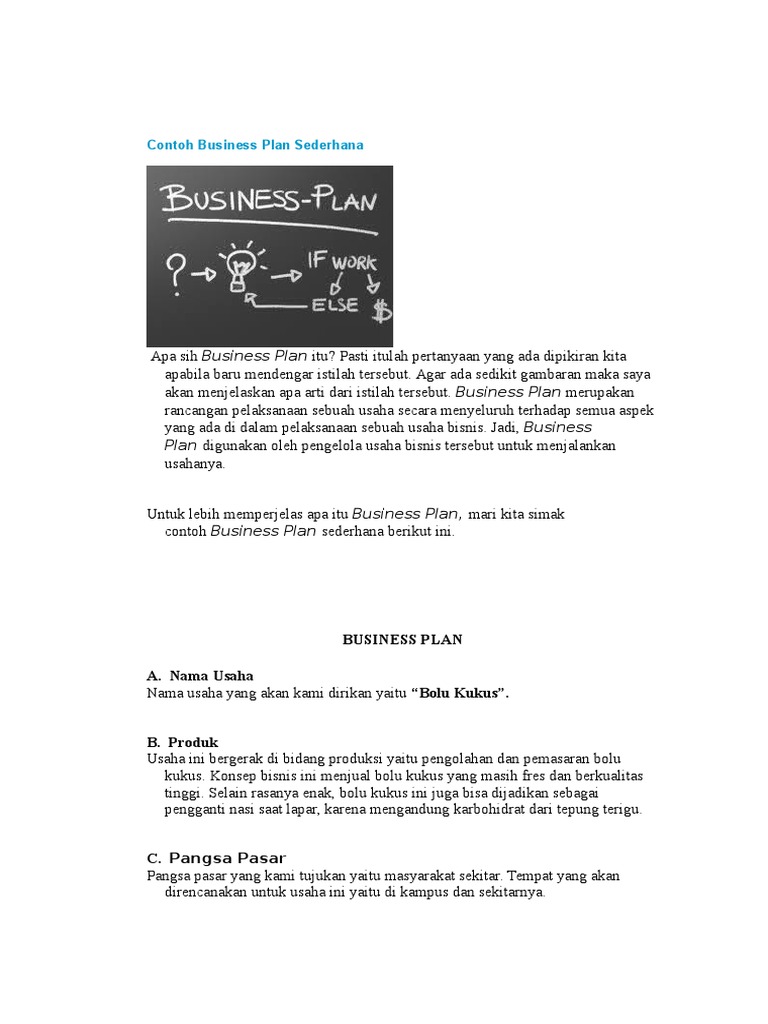 Contoh Business Plan Sederhana Pdf