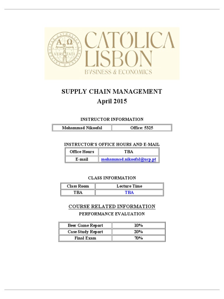 MSC in Supply Chain Management Course | PDF | Supply Chain | Supply ...