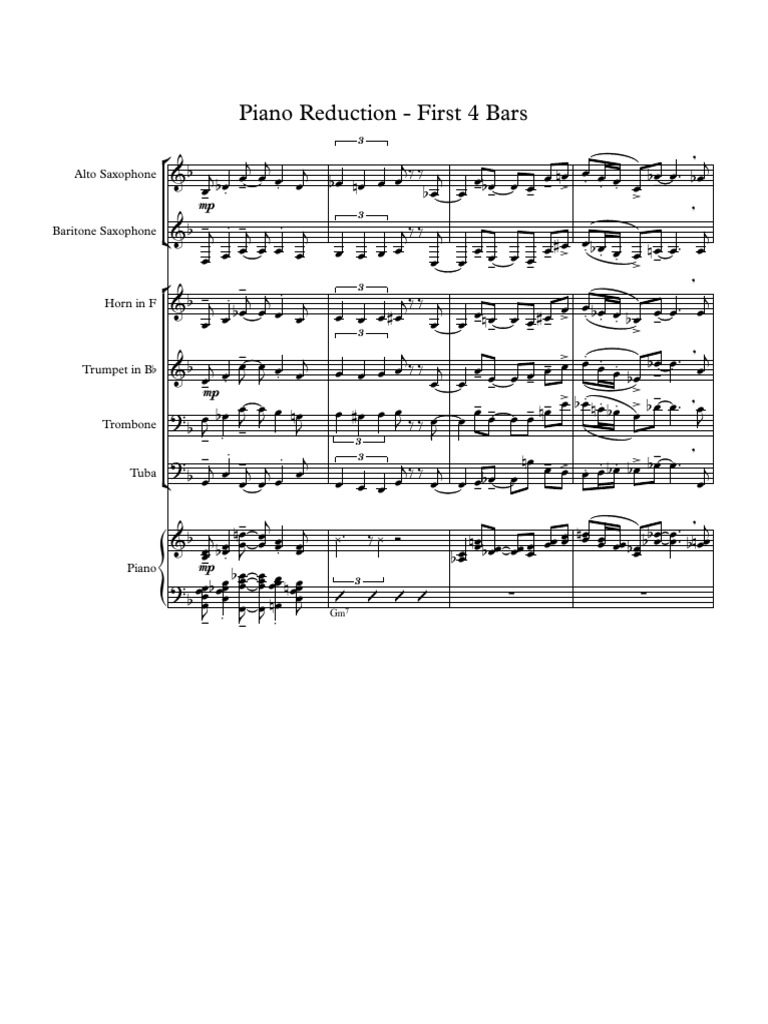 Boplicity Piano Reduction - First 4 Bars - Score and Parts | PDF ...