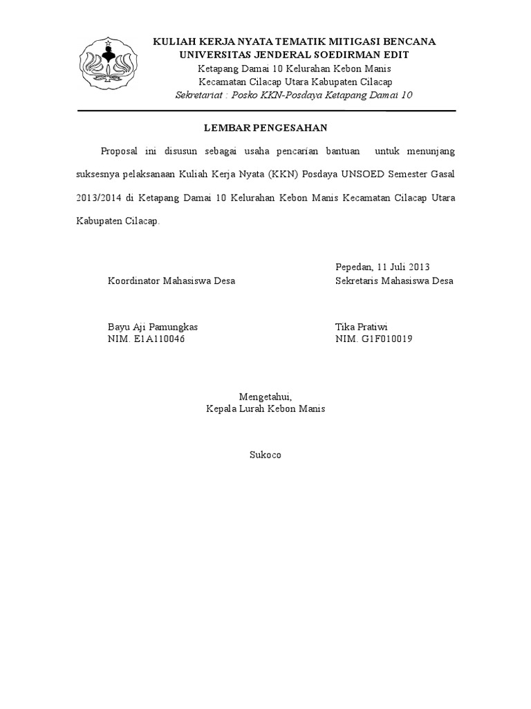 Proposal Sponsorship KKN Mitigasi Bencana | PDF
