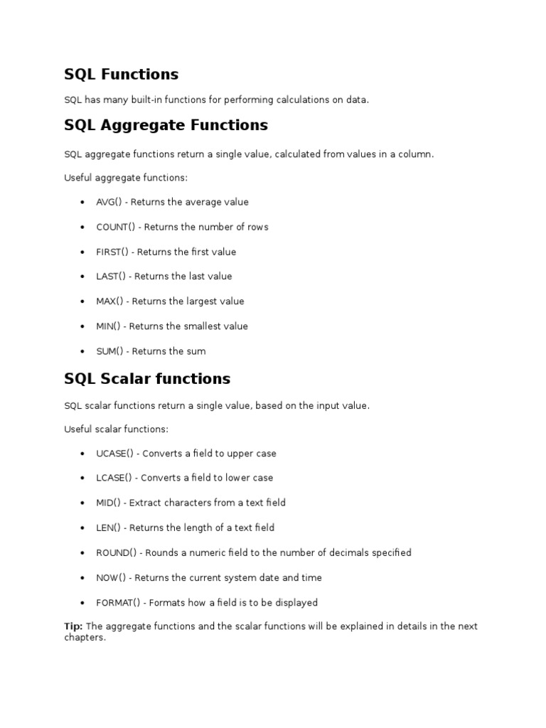 SQL Function 1 | PDF | Sql | Table (Database)