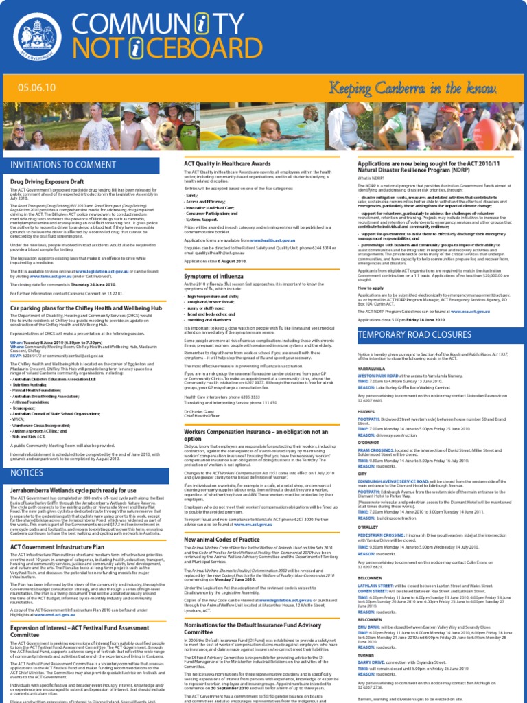 Jerrabomberra Community Notice Board | PDF | Influenza | Trail