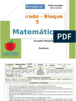 Plan 1er Grado - Bloque 5 Matemáticas