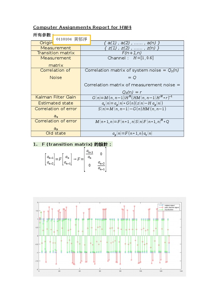 Kalman Filter Analysis for HW4 Report | PDF