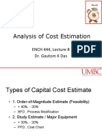 Analysis of Cost Estimation: ENCH 444, Lecture 8 Dr. Gautom K Das