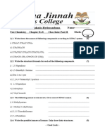 Nomenclature of Aliphatic Hydrocarbons Name - : Test Chemistry Chapter No 8 Class Inter Part II Marks 20