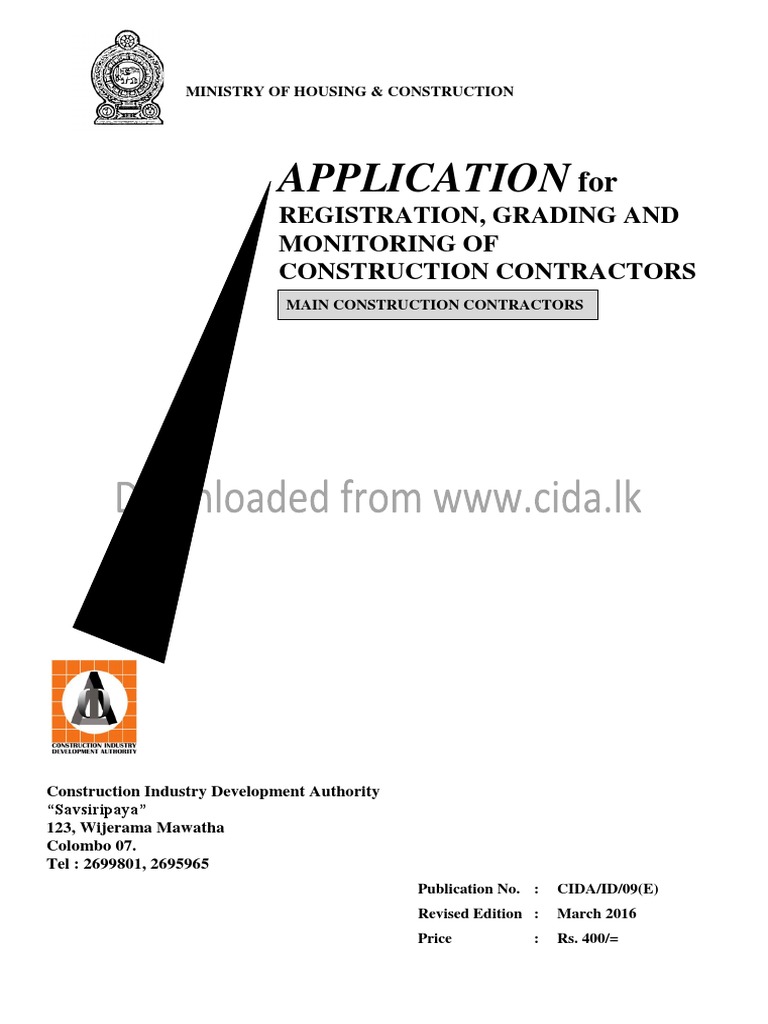 CIDA Contractor Registration Application | PDF | General Contractor ...