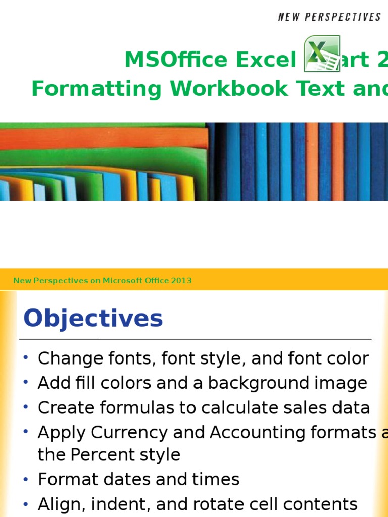 Msoffice Excel - Part 2 Formatting Workbook Text and Data: New ...