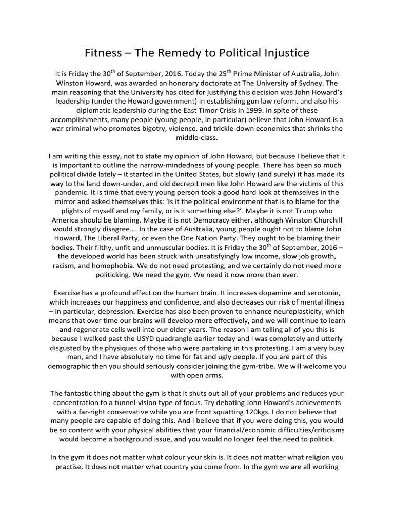 Fitness - The Remedy To Political Injustice | PDF | Winston Churchill ...