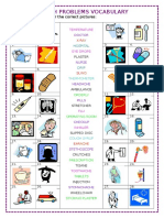 Health Problems Vocabulary: Write The Names Under The Correct Pictures