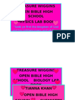 Treasure Wiggins Open Bible High School Physics Lab Book