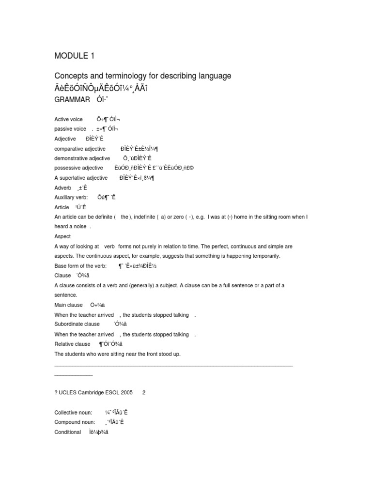 TKT Glossary: Language Concepts | PDF | Stress (Linguistics ...
