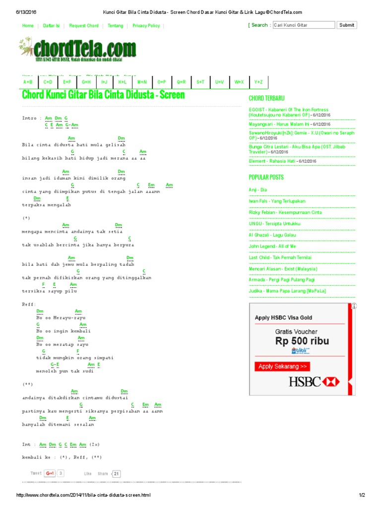 Kunci Gitar Bila Cinta Didusta Screen Chord Dasar Kunci Gitar Lirik Lagu C Chordtela Pdf kunci gitar bila cinta didusta screen
