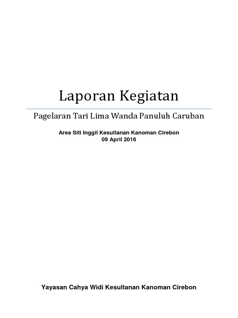 Laporan Kegiatan Seni Budaya