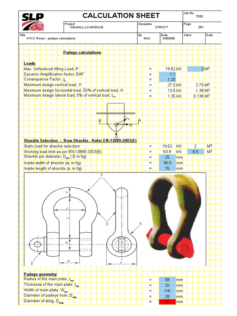 Pad Eye Calculations Bending Strength Of Materials