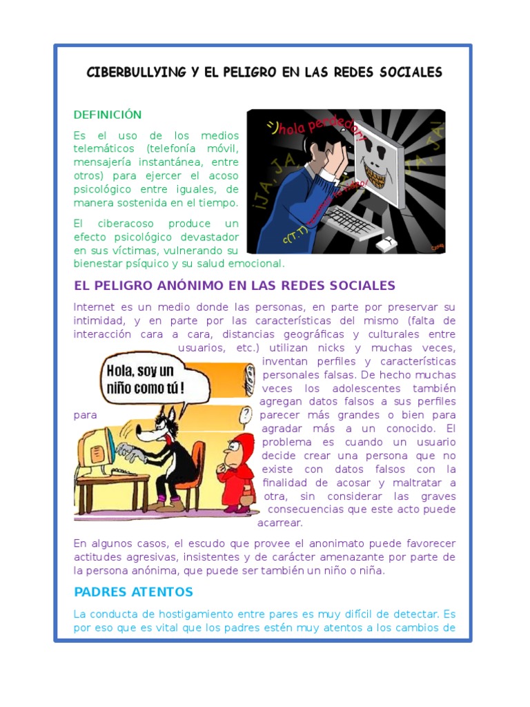 Ciberbullying y El Peligro en Las Redes Sociales | PDF | Acoso ...