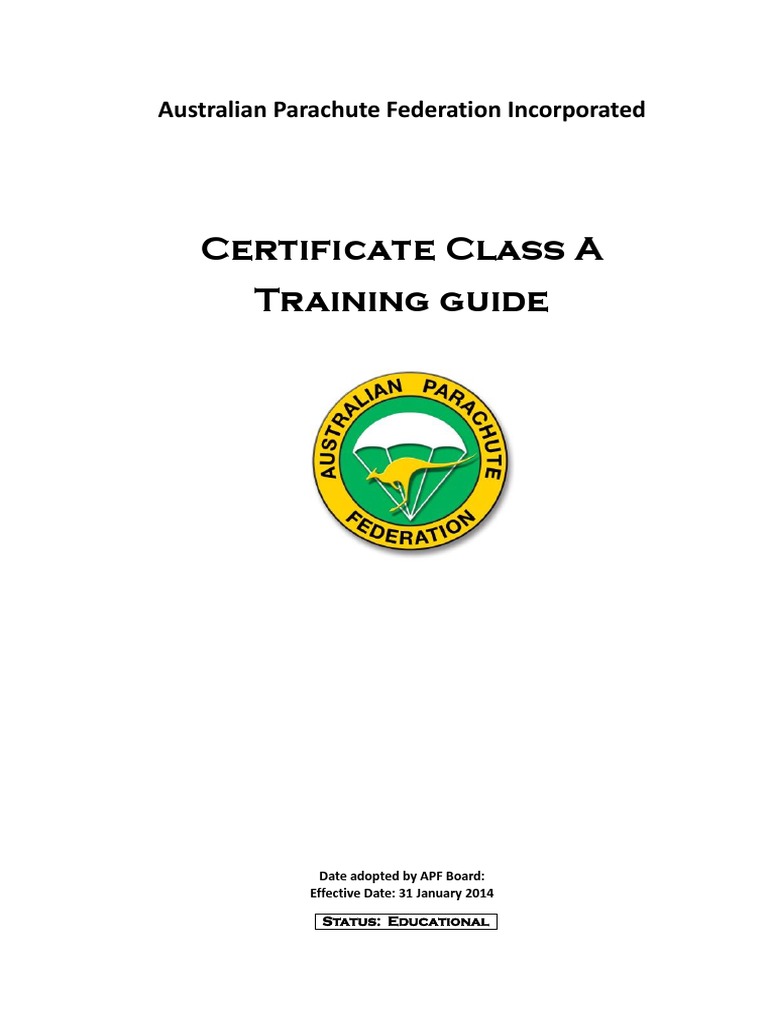 Certificate Class A Training Guide Australian Parachute Federation
