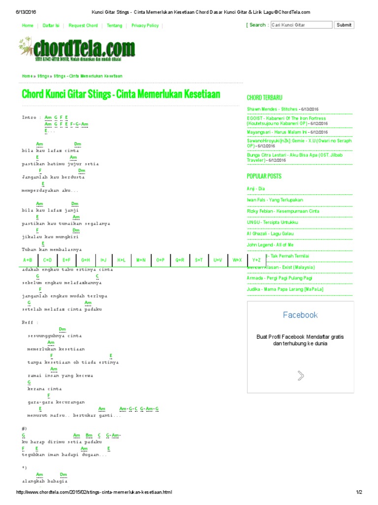 Kunci Gitar Stings Cinta Memerlukan Kesetiaan Chord Kunci Gitar Stings Cinta Memerlukan Kesetiaan Chord