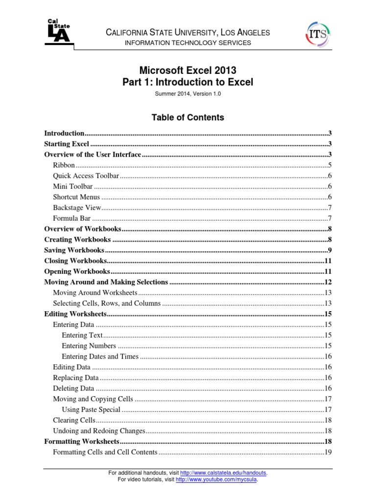Excel 2013: Introduction and Basics | PDF | Microsoft Excel | Tab (Gui)