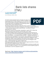 Security Bank Lists Shares Sold To BTMU: By: 01:34 PM June 28th, 2016