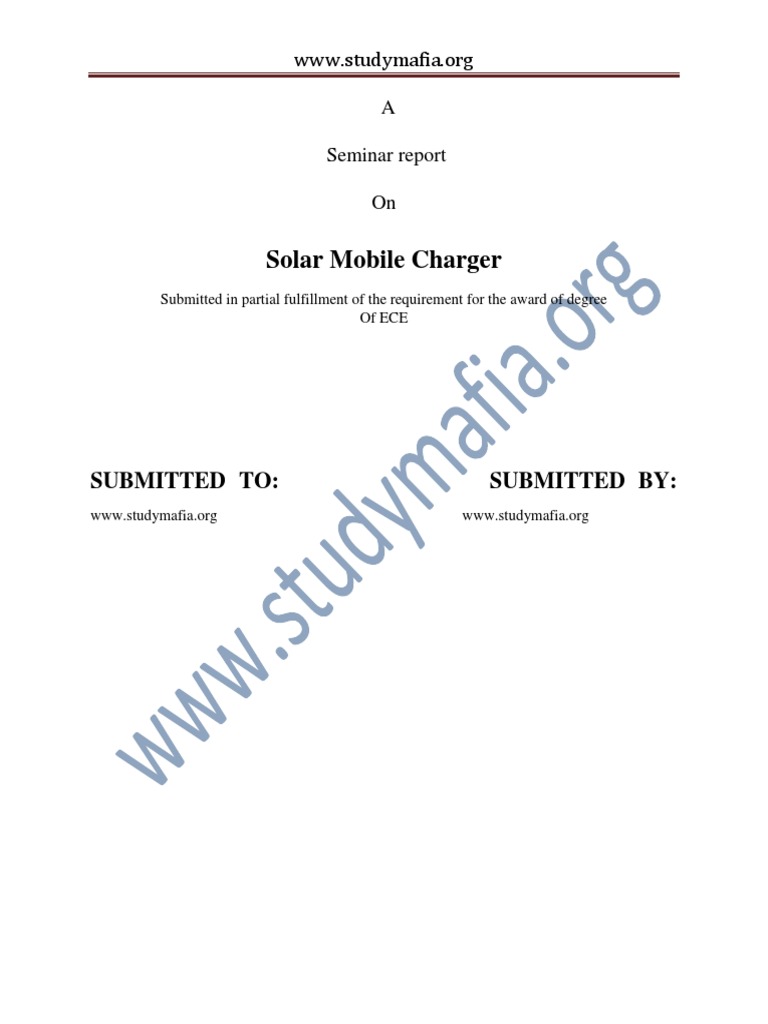 Ece Solar Mobile Charger Report PDF Photovoltaics Solar Energy