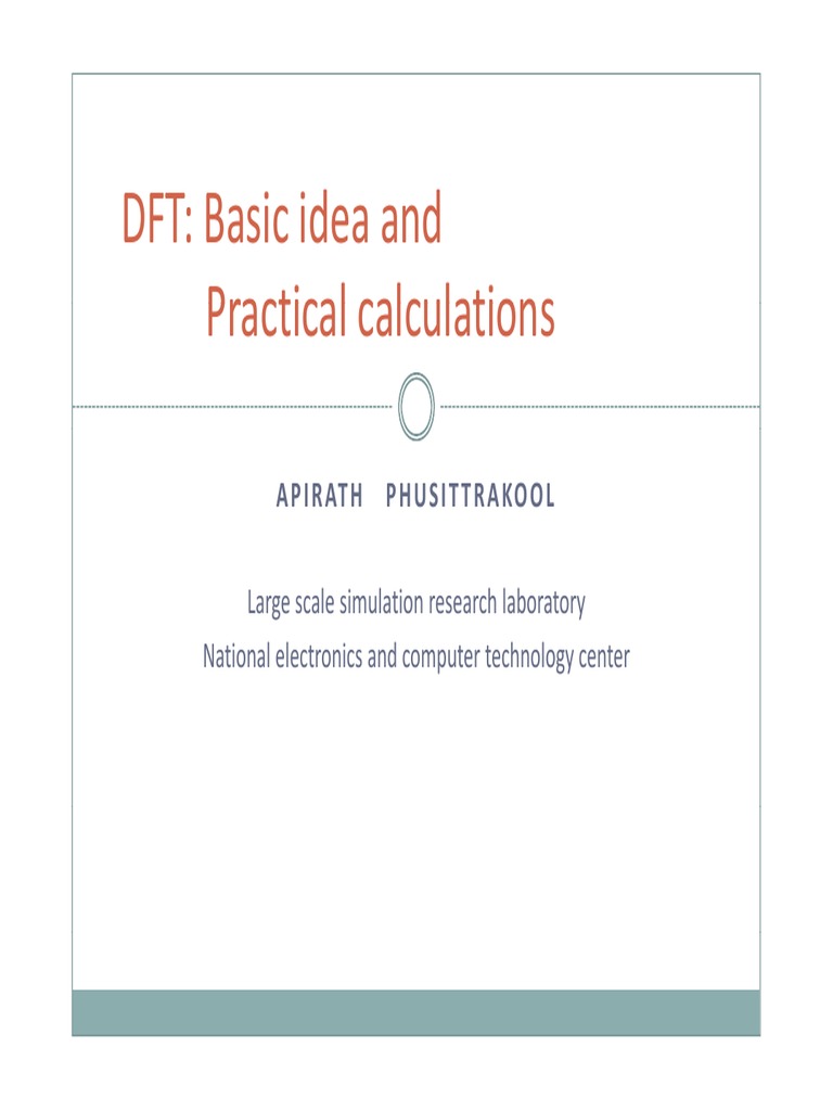 DFT Basics and Practical Calculations | PDF | Density Functional Theory ...